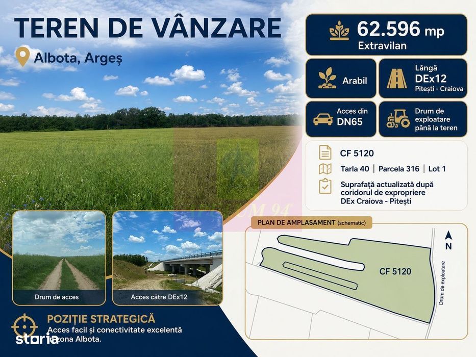 Teren 6,26 ha lângă DEx12 Pitești