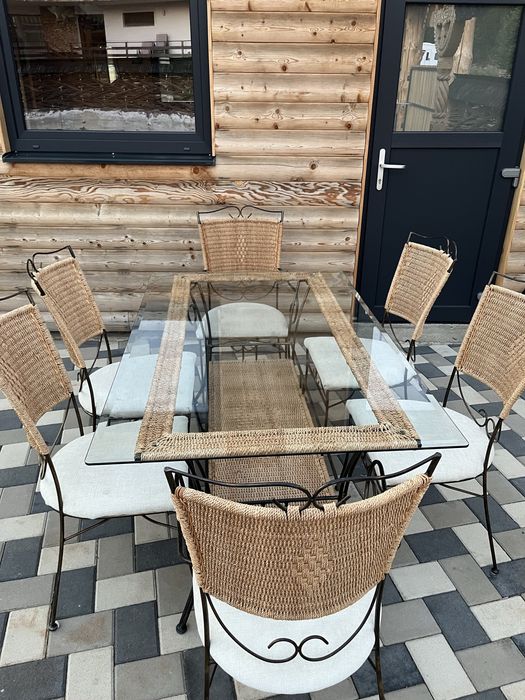 Set Elegant Masă + 6 Scaune – Ideal pentru Grădină, Terasă sau Interior
