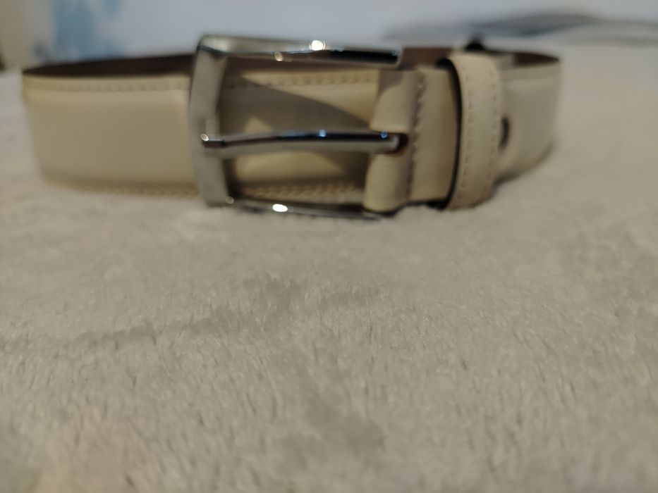 Мъжки колан- кожен TEODOR, цвят - светлобежов