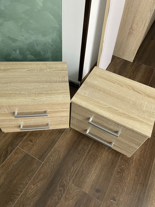 Noptiere ca noi lemn bej 42x32x32