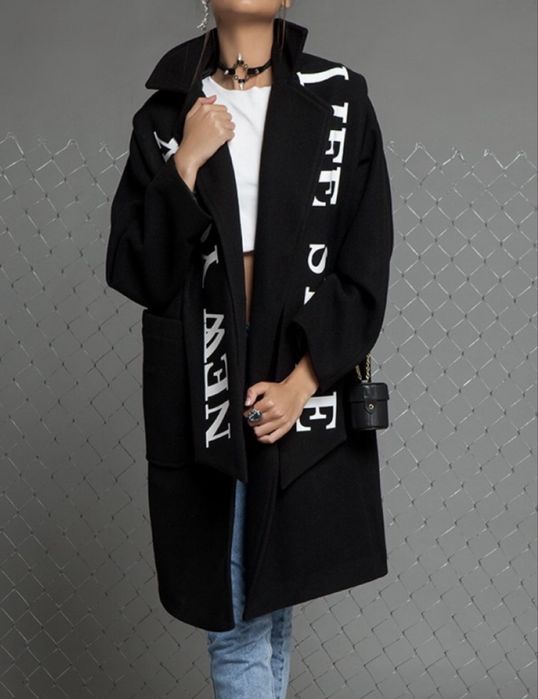 Черно палто с шал