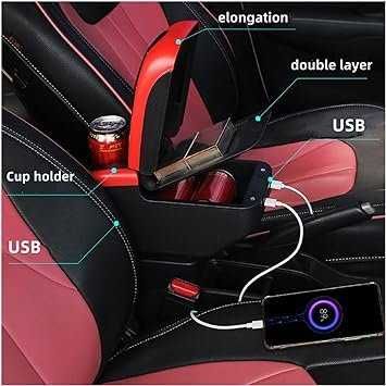 Подлакътник №3510-3 Барче с 6 USB, пепелник и стойка за чаша