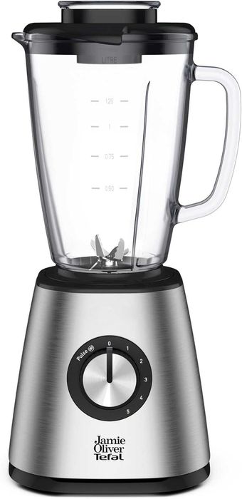 Нов Мощен Пасатор Jamie Oliver by Tefal BL43J810, 1.25 л, Неръждаема Стомана, Стъклена Кана