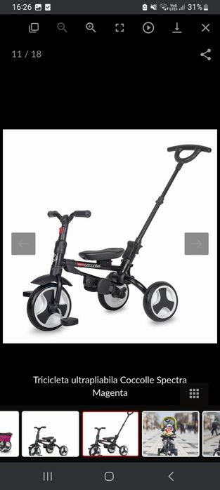 Tricicleta ultrapliabila Coccolle Spectra Magenta