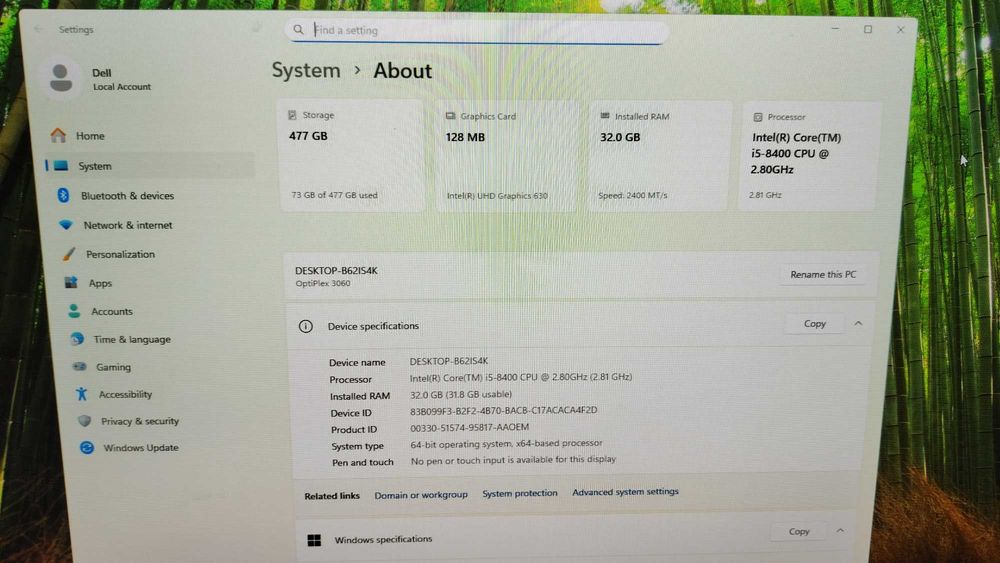 Pc DELL Optiplex 3060 8th gen I5-8400 6 Core 2.8 ghz 32Gb DDR4 SSD+HDD