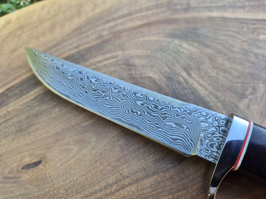 Японски ловен нож DAMASKUS AB,дамаска стомана VG10,кожена кания,LN418
