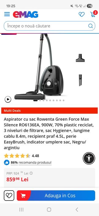 Aspirator Rowenta 900w, recipient praf 4,5 l