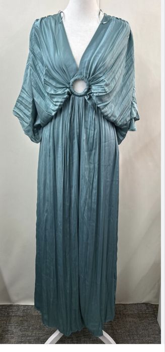 Salopeta Zara,satin subtire, turcoaz, XS