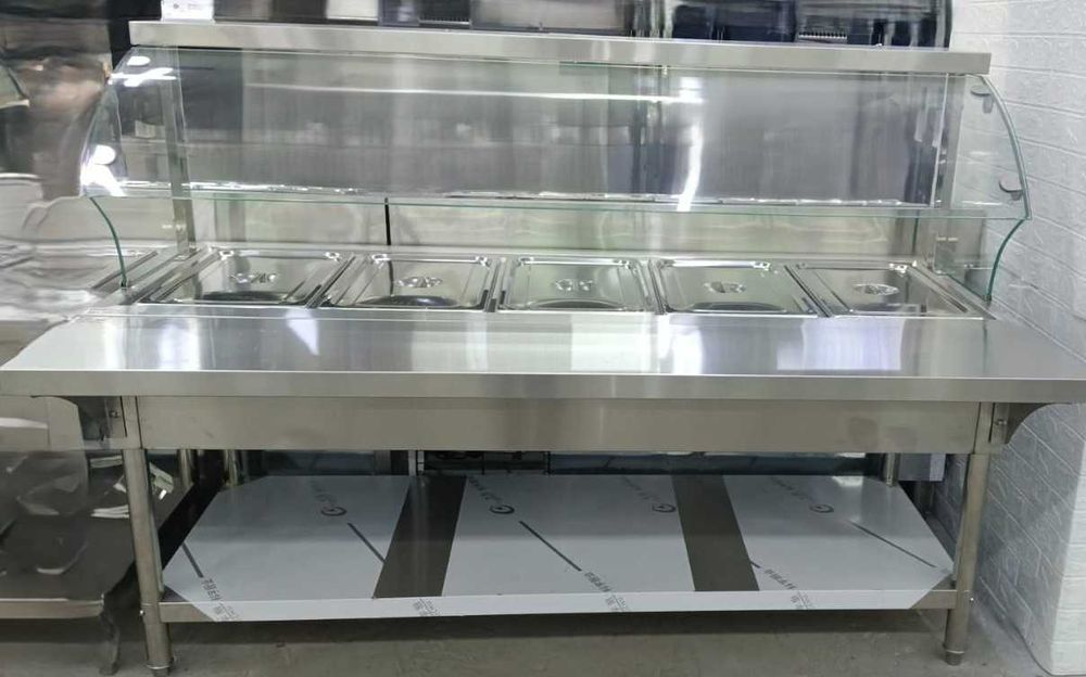 Тепловой мармит для готовых блюд со стеклом.