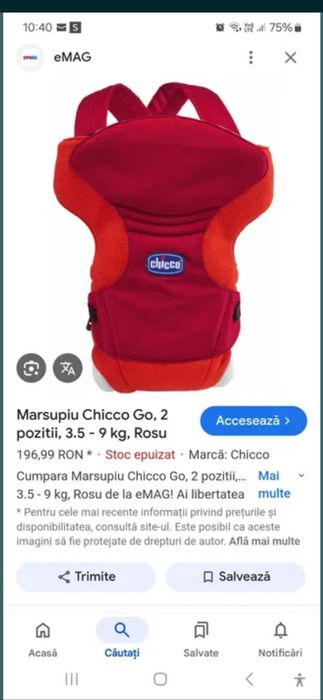 Vând marsupiu Chicco