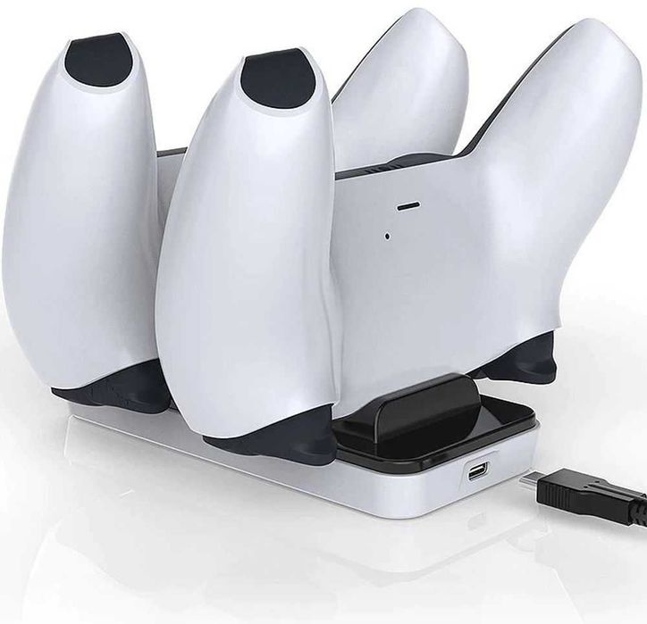 Стойка и зарядно за PS5 джойстици 2 в 1 с индикатор за зареждане