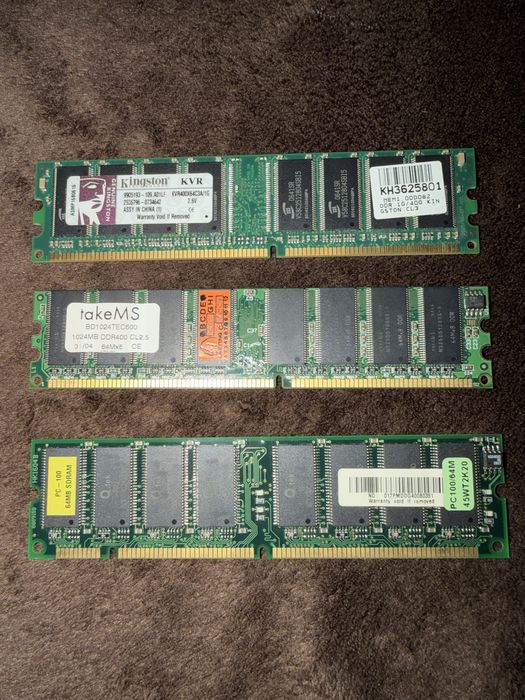 Memorii RAM Retro - 2x 1GB DDR400 (Kingston +TakeMS) & Qtek SDRAM 64MB PC100