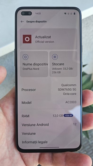 oneplus nord ac2003 12gb/256gb  dualsim 550  lei