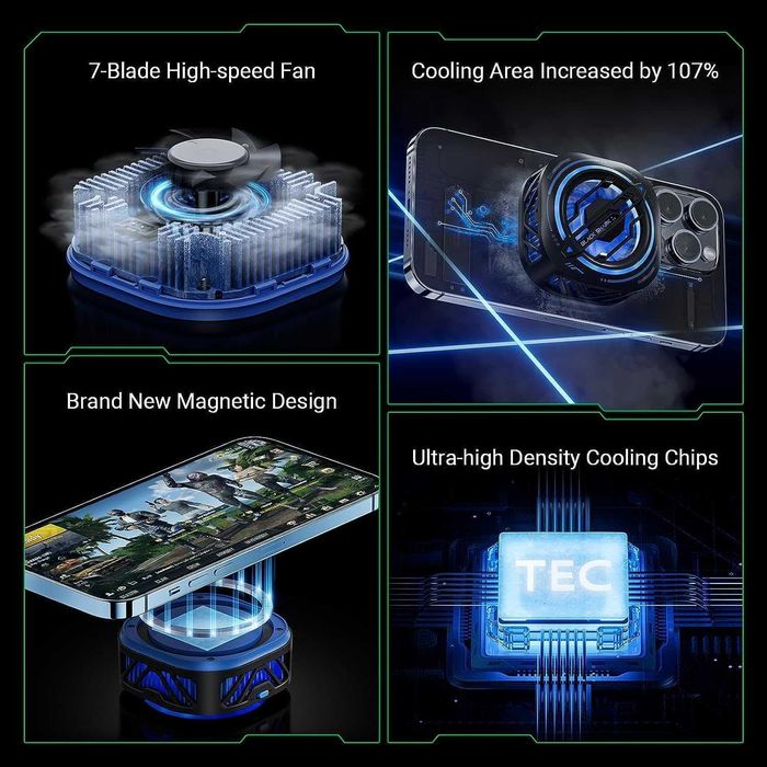 Cooler Magnetic Black Shark FunCooler RGB pentru Telefon și Tabletă