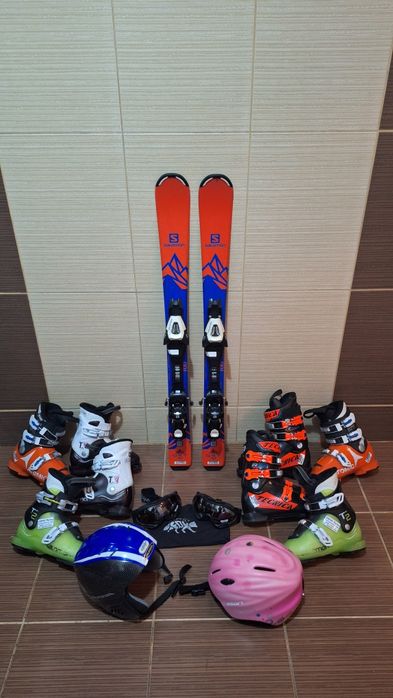 Set schiuri Salomon 100 cm- clapari ski-casca- bete