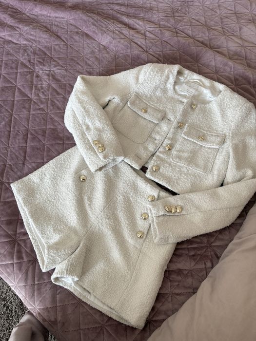 Бял сет букле New Yorker