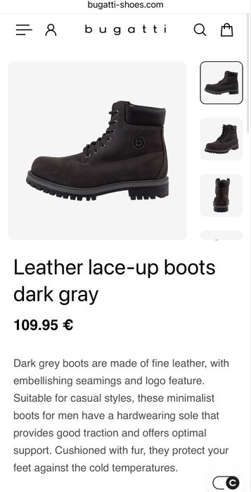 Bugatti Boots ОРИГИНАЛНИ мъжки обувки/боти - 44/28см