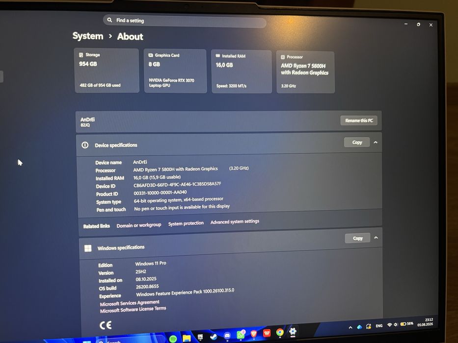 Lenovo Legion 5 Pro | RTX 3070 140W | Ryzen 7 5800H | 16GB RAM | SSD 1TB | 165Hz QHD
