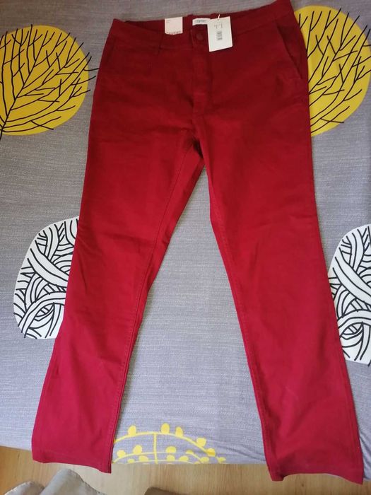 Нов мъжки панталон Esprit, размер L, тъмночервен