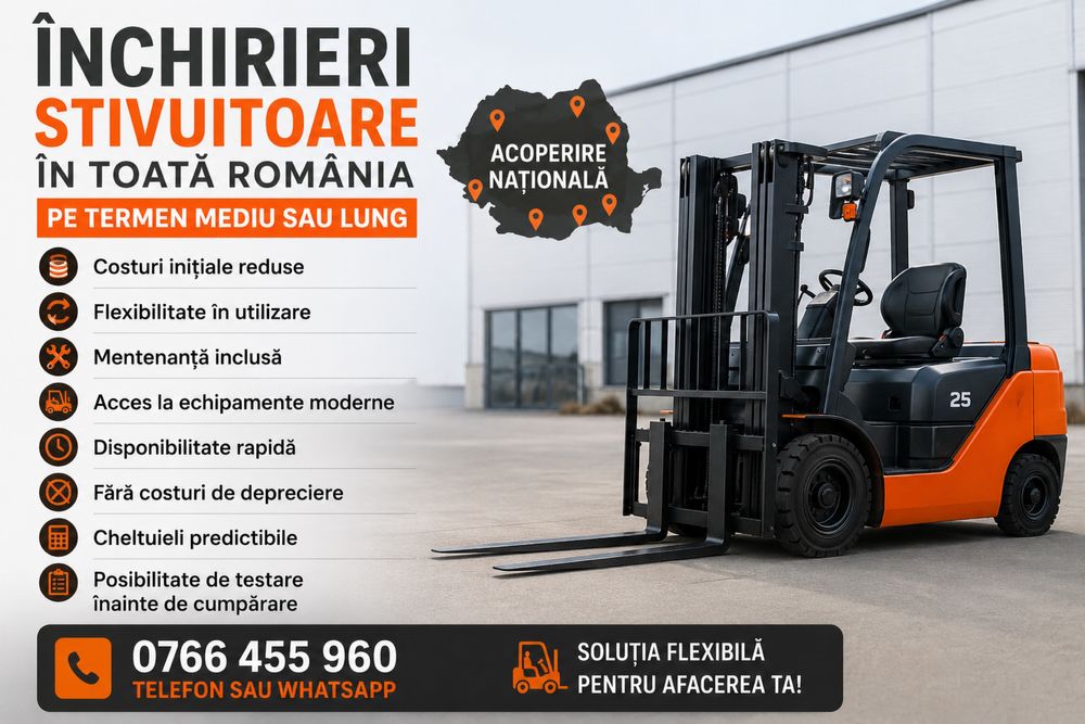Închirieri stivuitoare în toată România – soluții rapide și flexibile pentru afacerea ta.