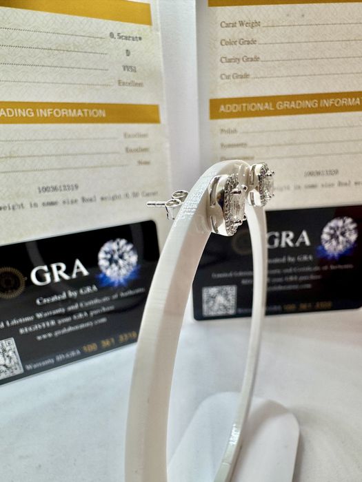 Сребърни обеци с мойсанит (Диамант) 0.5 карата