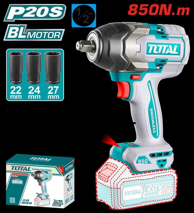 SET MASINA de insurubat cu impact - 20V - 850N.m brushless  1/2"  5AMP