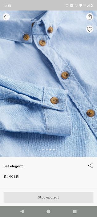 Set elegant bebe baietel cămașă, bretele si pantaloni, marca H&M, m 68