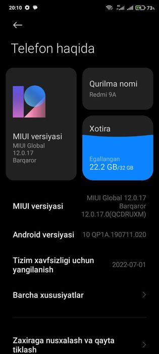 redmi 9 a holati ideal