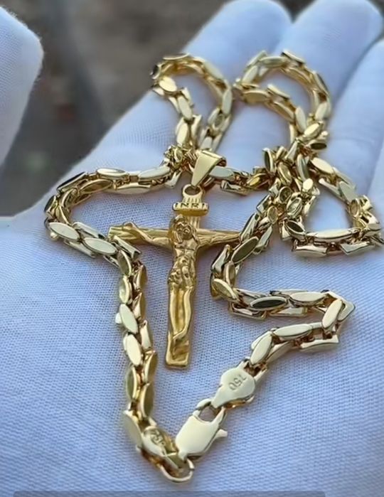 Медицинско злато ланец + кръст