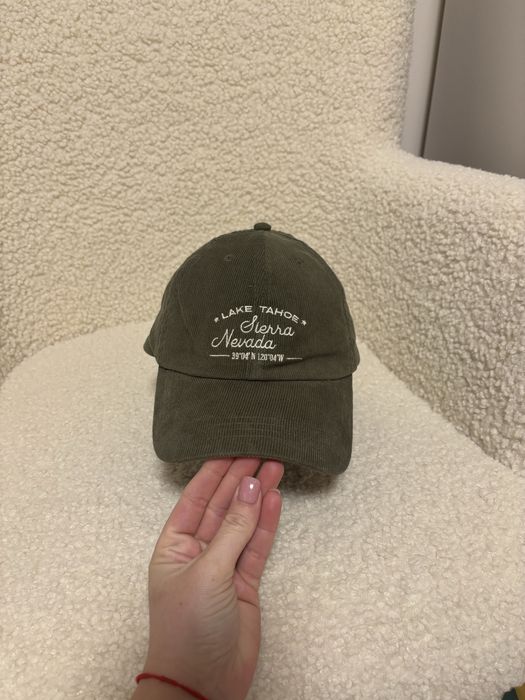 Шапка с козирка син/зелен джинс