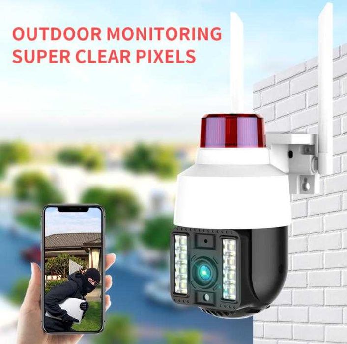 8MPx PTZ 360° AutoTracking Камера Zoom WiFi Видеонаблюдение PIR Сензор