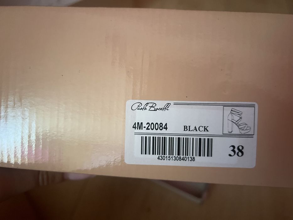 Черни велурени обувки/сандали на висок ток Paolo Bocelli