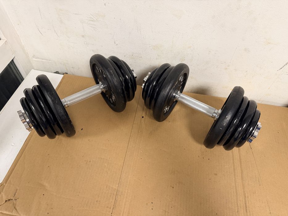 Set gantere otel fier noi set 50 kg, 25 kg+25 kg=50 kg pret promo 500 lei