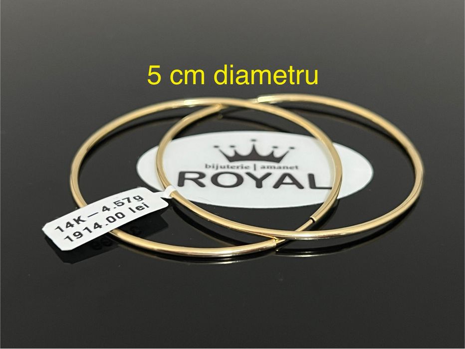 Bijuteria Royal CB : Cercei mari rotunzi aur 14k 4,57 grame