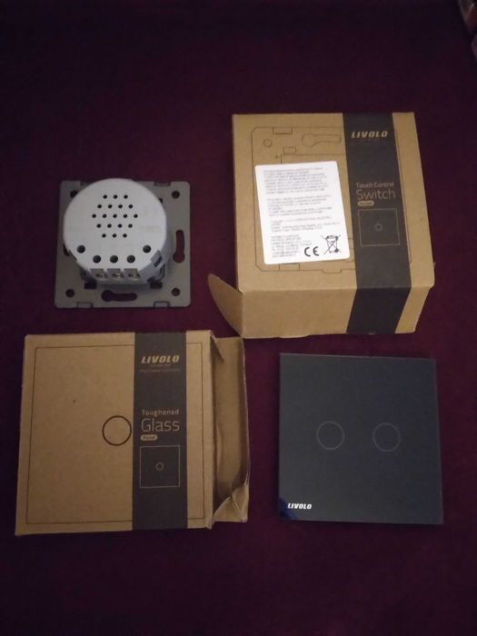 Intrerupator dublu tactil, cu panou sticla, LIVOLO
