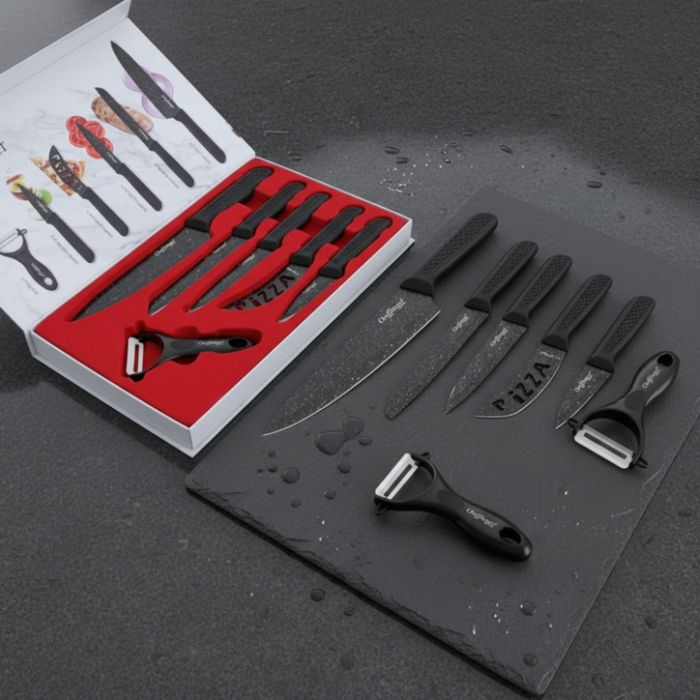 Комплект кухненски ножове – Cheffinger CF-MB08 от 6 части с мраморно п