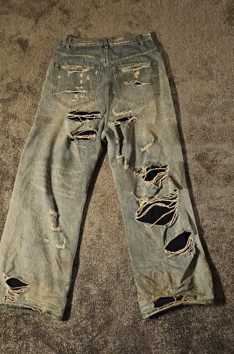 Blugi stil balenciaga distressed denim (nu Rick owens, Chrome hearts)