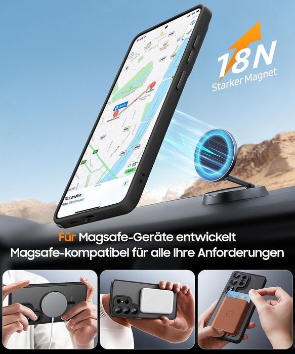 Матов magsafe кейс за samsung galaxy s26 ultra - черен - със защита на