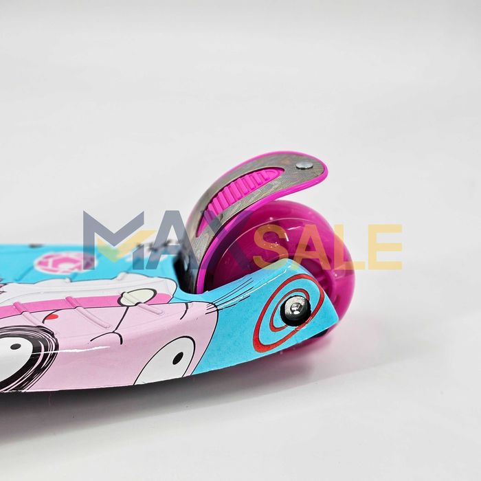 Тротинетка триколка синьо с розово деца спорт 3 светещи колела