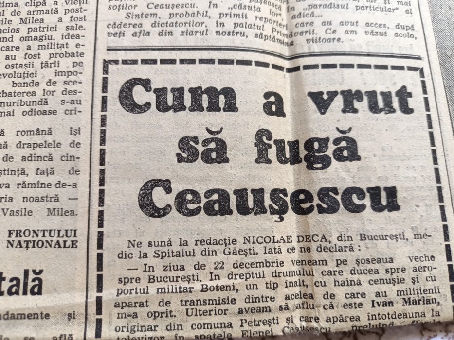 Ziare : Romania libera 28 decembrie 1989  ,  Libertatea 30 dec 1989