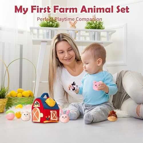 Нова играчка Мека образователна ферма Монтесори с 6 плюшени животни за дете бебе