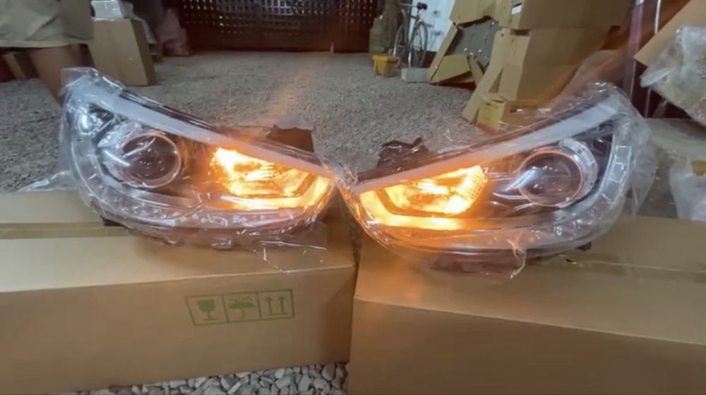 Accent 2011+ Акцент Фара Led Дхо + линза