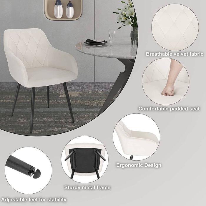 NOU Scaun-fotoliu, set 2 bucati, catifea, alb
