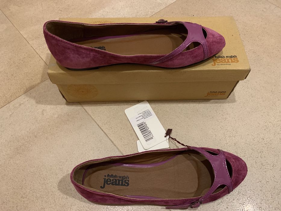 *ТОП* Обувки тип балерина, естествен велур