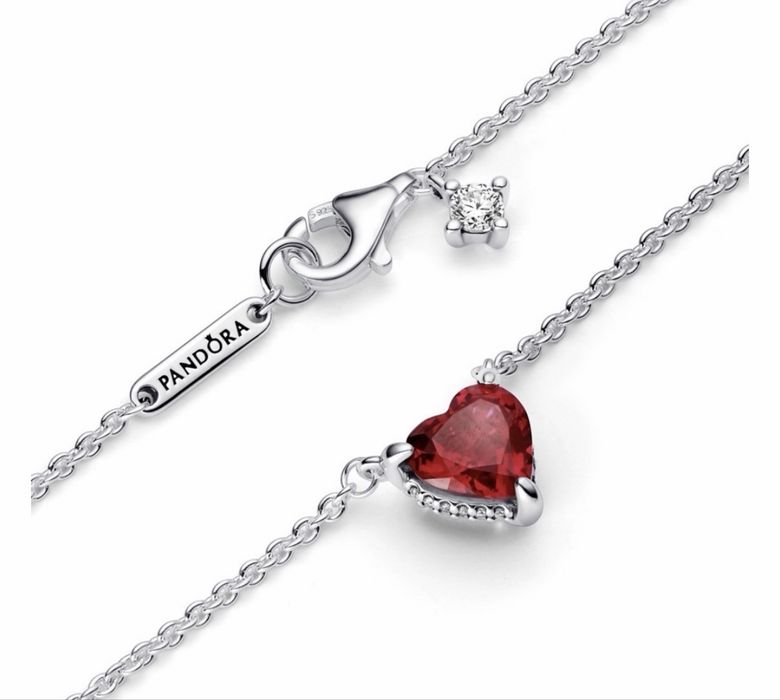 Pandora, колье красное сердце