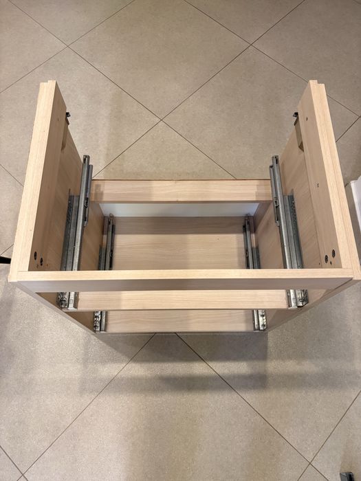 Corp mobila baie Cersanit, din PAL + MDF, alb bej, cu sistem push
