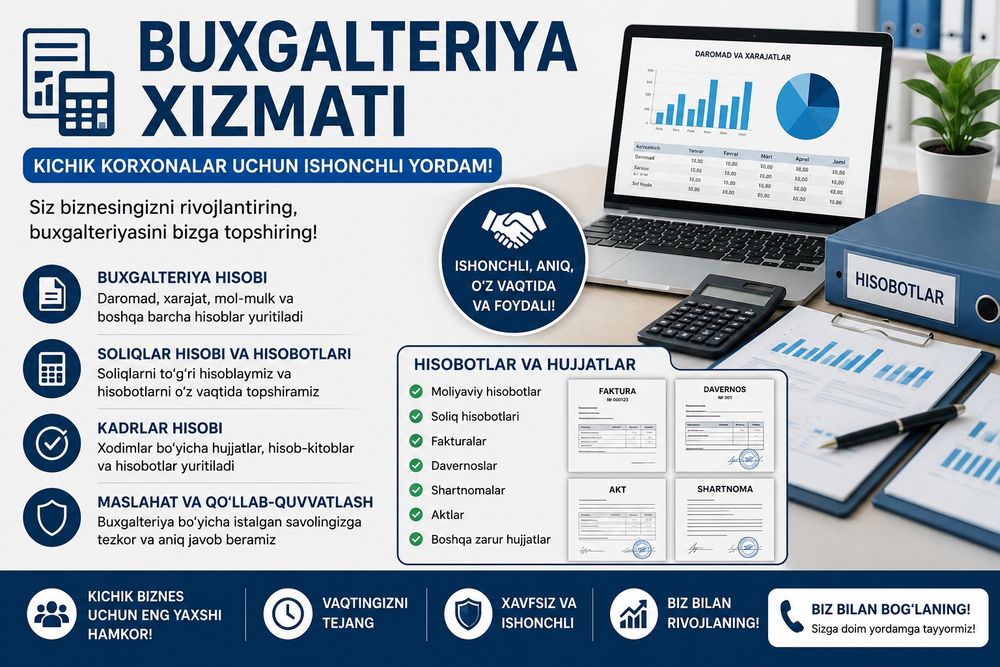 Onlayn buxgalteriya xizmati arzon narxlarda