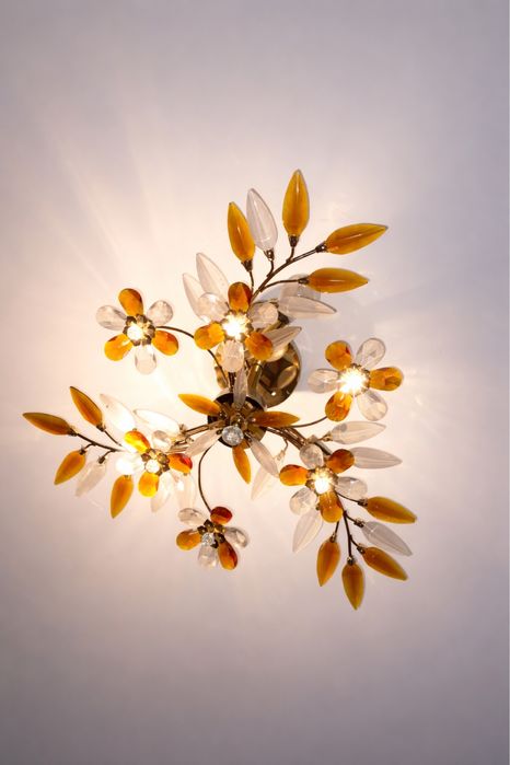 Винтажная люстра,цветной хрусталь