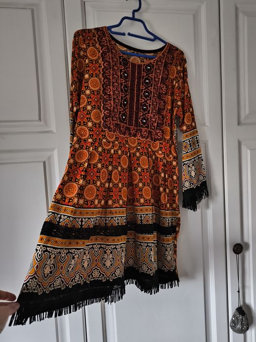 Rochie etno/boho/șic, cu mânecă lunga, mărimea 38