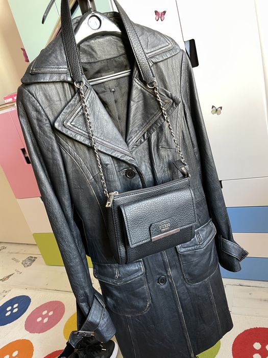 Дълго кожено манто размер С